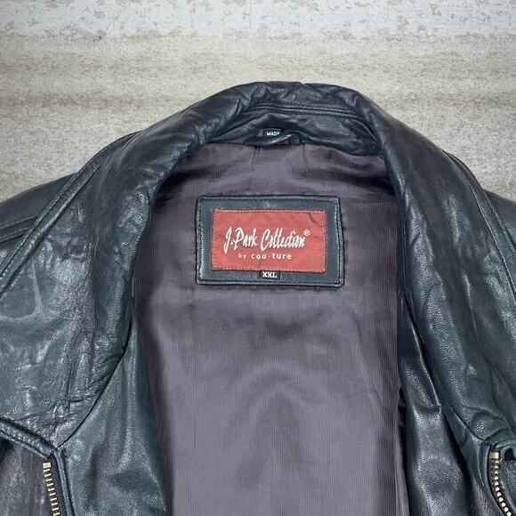 Vintage Genuine Leather Jacket Jet Black J Park Collection Biker 90s - Picture 4 of 7